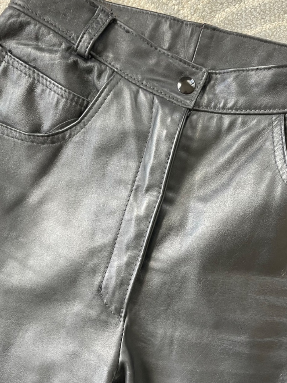 Vintage Reed Sportswear Genuine Black Leather High Waist straight Moto Pants XS - Picture 9 of 13